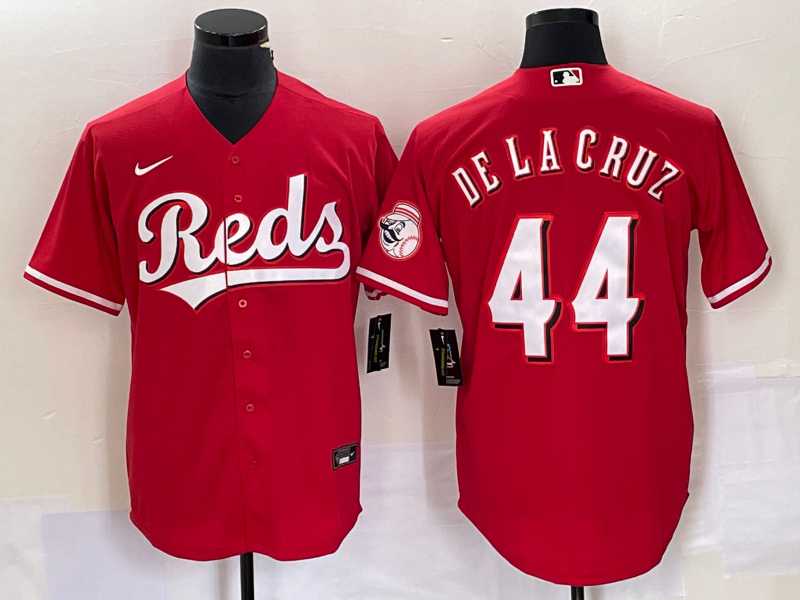 Mens Cincinnati Reds #44 Elly De La Cruz Red With Patch Cool Base Stitched Baseball Jerseys->cincinnati reds->MLB Jersey